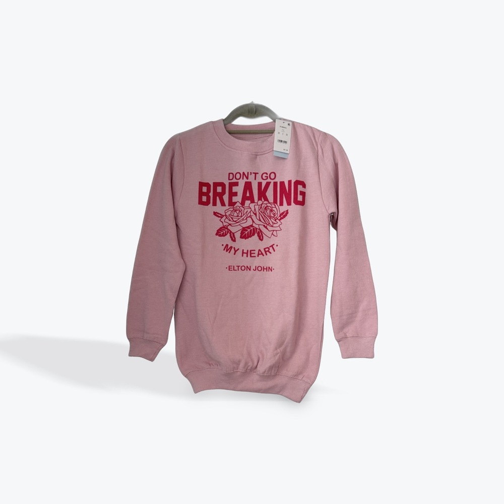 Pink Sweatshirt with Heart Graphic